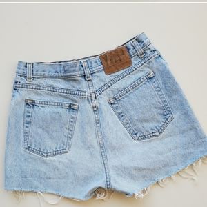 Vintage 1990s light wash cutoff cotton faded jean shorts high waisted